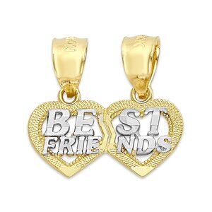 Solid 14k Two-Tone Breakable Heart Pendant - Jewelry Gifts for Best Friends